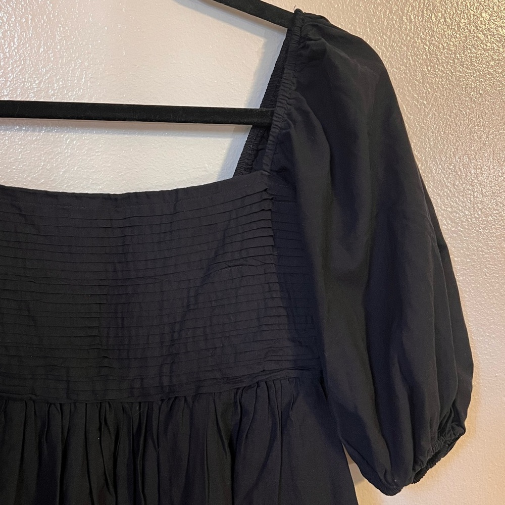Abercrombie & Fitch Black Emerson Poplin Puff Sleeve Mini Dress - Picture 6 of 9